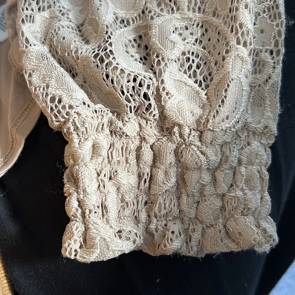 Tan Lace Ruffle Blouse - Picture 3 of 4